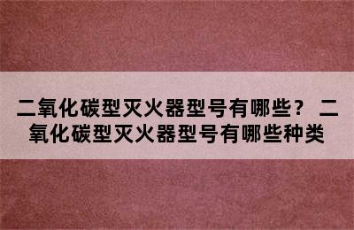 二氧化碳型灭火器型号有哪些？ 二氧化碳型灭火器型号有哪些种类